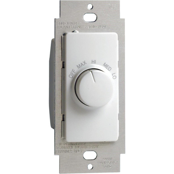 R24-RTF01-10W Leviton White 4-Speed Single Pole Rotary On/Off Fan Control Switch