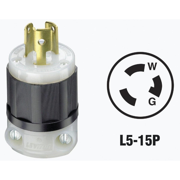 161-04720-00C Leviton 15A 125V 3-Wire 2-Pole Industrial Grade Locking Cord Plug