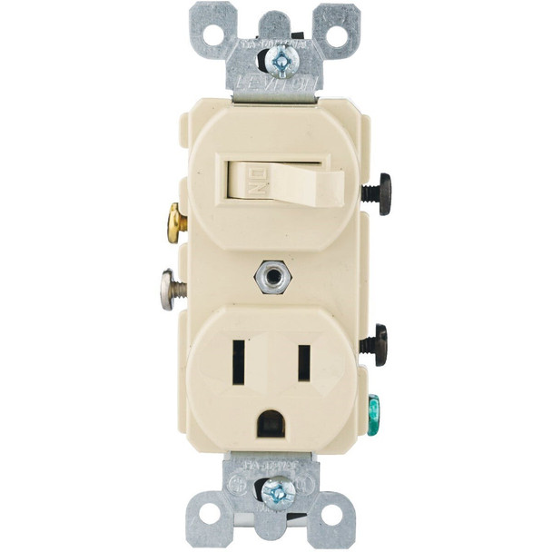 52250IS Leviton Ivory 15A Heavy-Duty Switch & Outlet