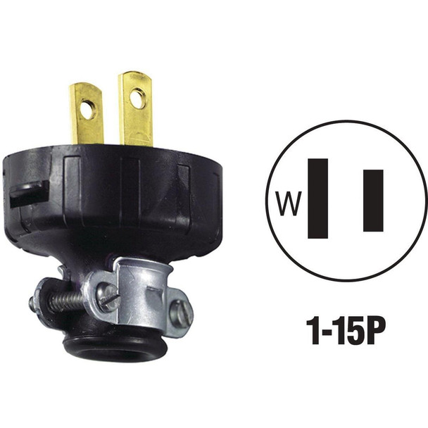 C30-48646-000 15A 125V 2-Wire 2-Pole Heavy-Duty Round Cord Plug
