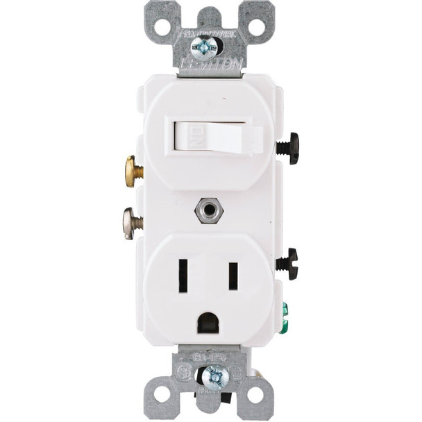 52250WS Leviton White 15A Heavy-Duty Switch & Outlet