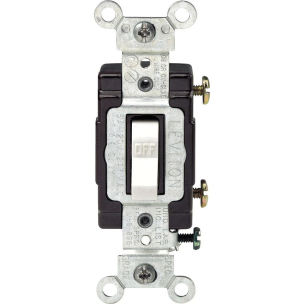 C22-05501-LHW Leviton Commercial Grade 15 Amp Toggle Single Pole Switch, White