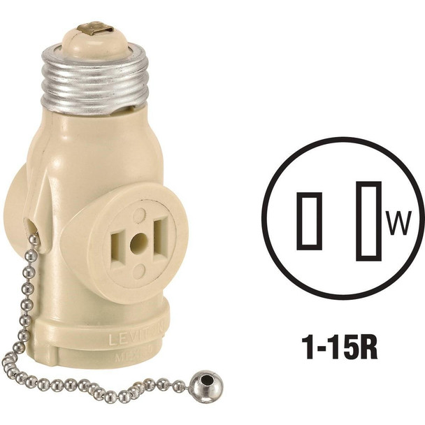 C23-01406-00I Leviton Ivory 125V Light Socket Adapter