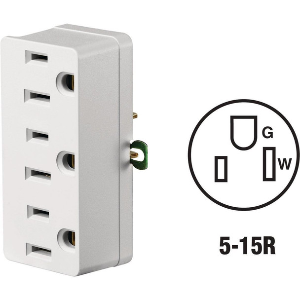 C26-00698-0WH Leviton White 15A 3-Outlet Tap