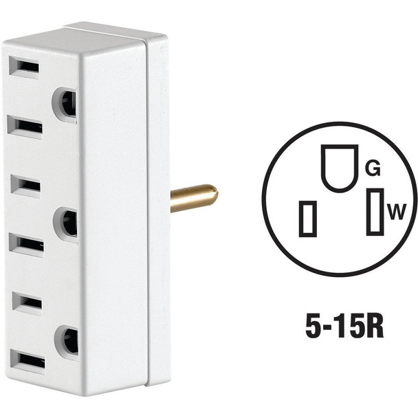 C28-00697-01W Leviton White 15A 3-Outlet Tap