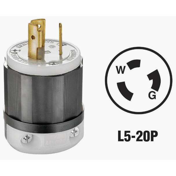 121-02311-0PB Leviton 20A 125V 3-Wire 2-Pole Industrial Grade Locking Cord Plug