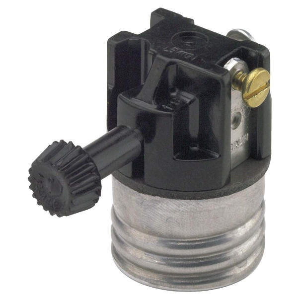 028-07090-00M Leviton Turn-Knob Medium Base Black Phenolic 3-Way Interior Lamp Socket
