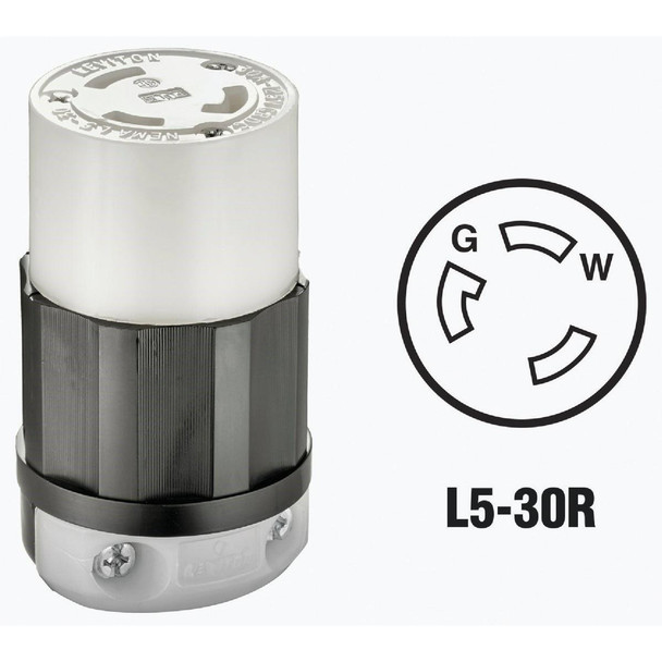 121-02613-0PB Leviton 30A 125V 3-Wire 2-Pole Industrial Grade Locking Cord Connector