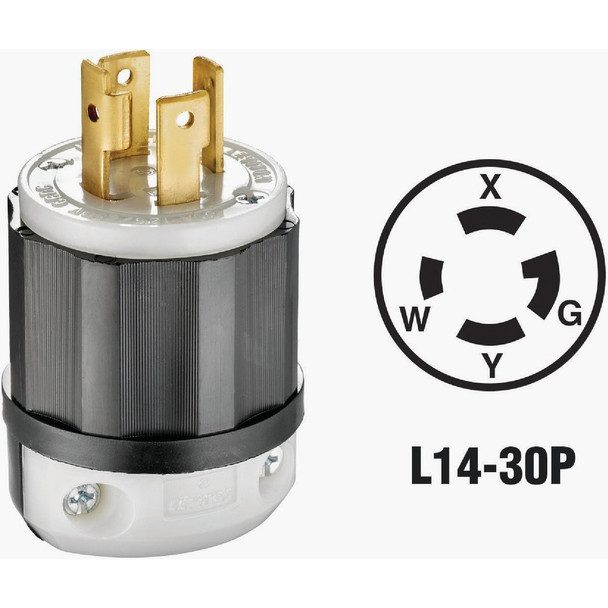 121-02711-0PB Leviton 30A 125V/250V 4-Wire 3-Pole Industrial Grade Locking Cord Plug