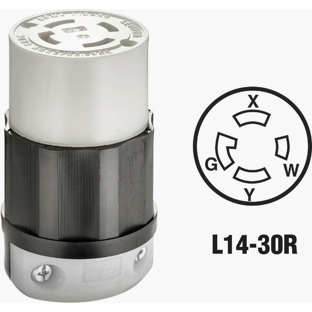 121-02713-0PB Leviton 30A 125V/250V 4-Wire 3-Pole Industrial Grade Locking Cord Connector