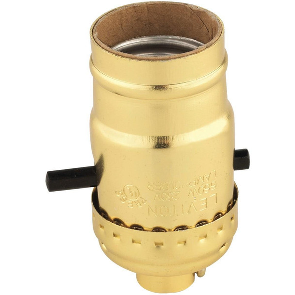 053-06098-0PG Leviton Push-Button Medium Base Polished Gilt Lamp Socket