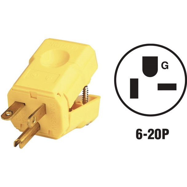 081-05456-0VY Leviton 20A 250V 3-Wire 2-Pole Python Cord Plug