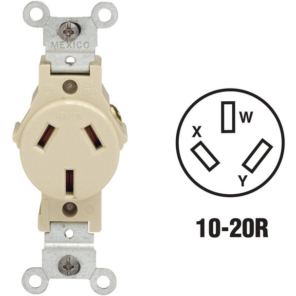 0030503200I Leviton 20A Ivory Commercial Grade 10-20R Non-Grounding Single Outlet