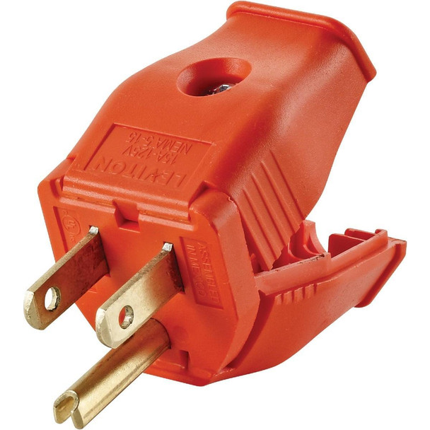 003-3W101-0OR Leviton 15A 125V 3-Wire 2-Pole Clamp Tight Cord Plug, Orange