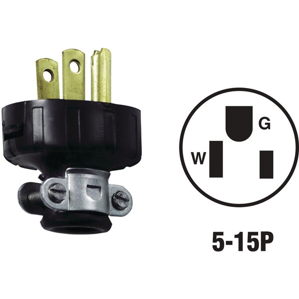 010-48648-03E Leviton 15A 125V 3-Wire 2-Pole Heavy-Duty Cord Plug
