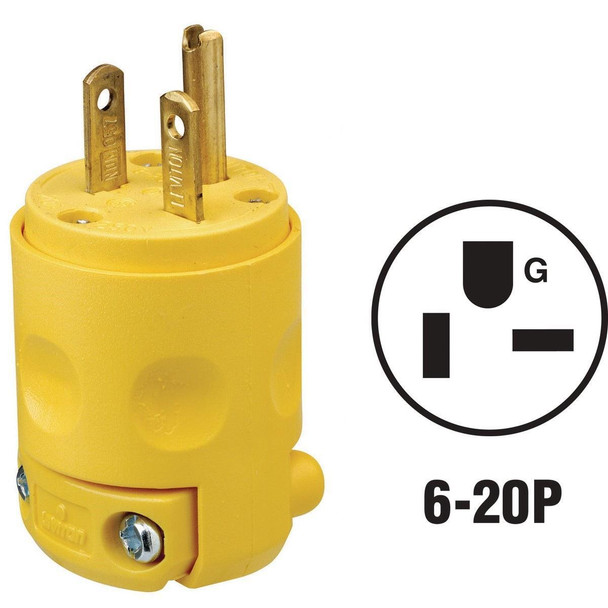 010-620PV-000 Leviton 20A 250V 3-Wire 2-Pole Commercial Grade Cord Plug