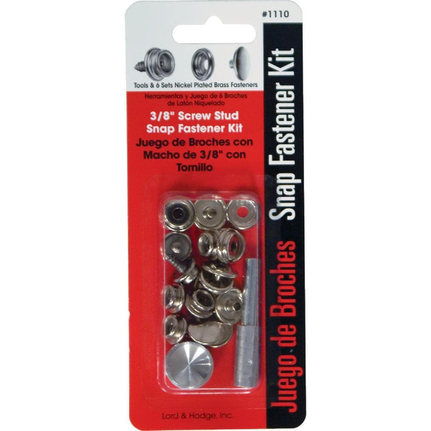 1110 Lord & Hodge Metal Snap Fastener Kit Canvas to Hard Surface (6 Ct.)