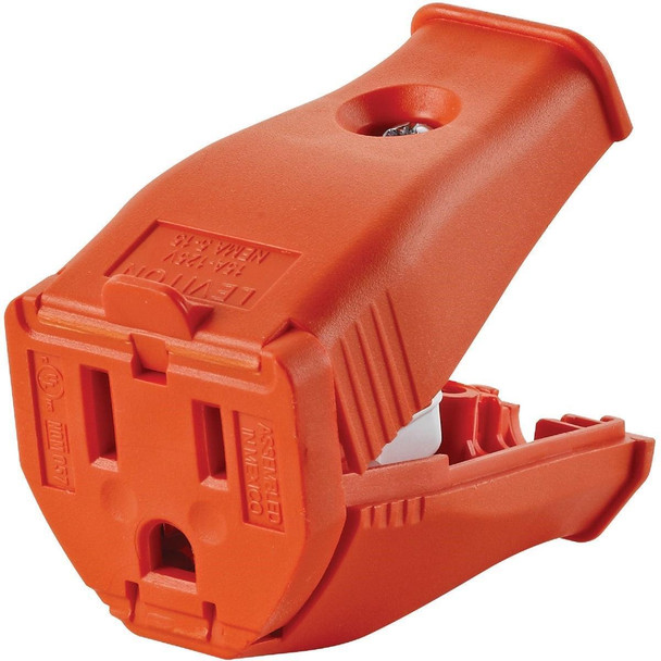 003-3W102-0OR Leviton 15A 125V 3-Wire 2-Pole Clamp Tight Cord Connector, Orange