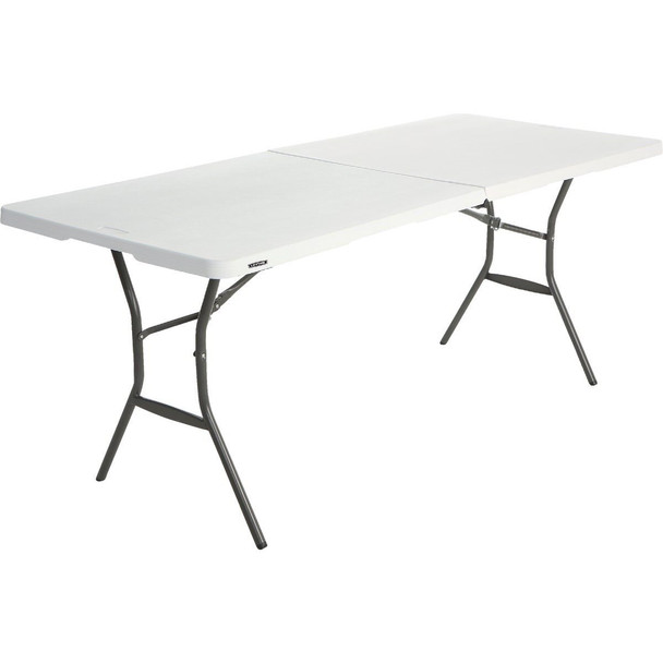 80333 Lifetime Essential 6 Ft. x 30 In. White Granite Fold-In-Half Table
