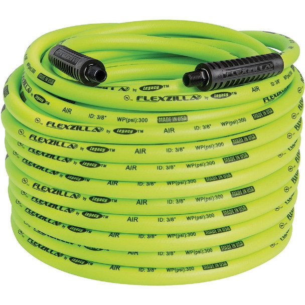 HFZ38100YW2 Flexzilla 3/8 In. x 100 Ft. Polymer-Blend Air Hose with 1/4 In. MNPT Fittings