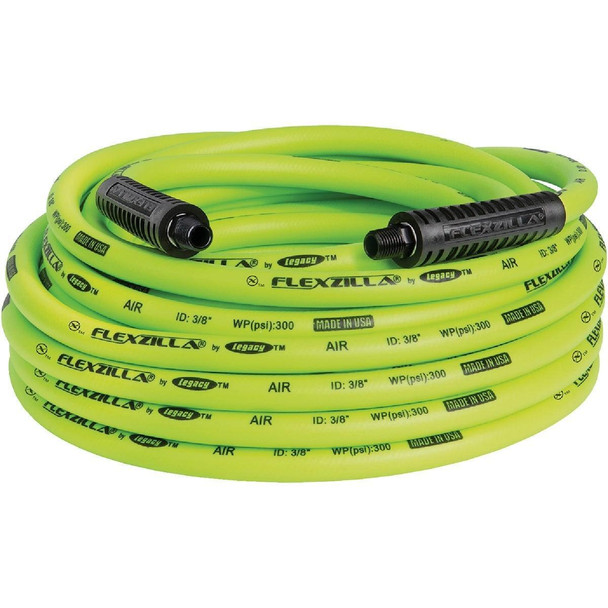 HFZ3850YW2 Flexzilla 3/8 In. x 50 Ft. Polymer-Blend Air Hose with 1/4 In. MNPT Fittings