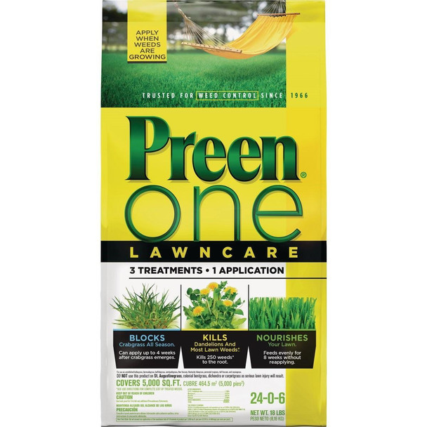 2164157 Preen One Lawn Care 18 Lb. Ready To Use Granules Weed Killer with Fertilizer
