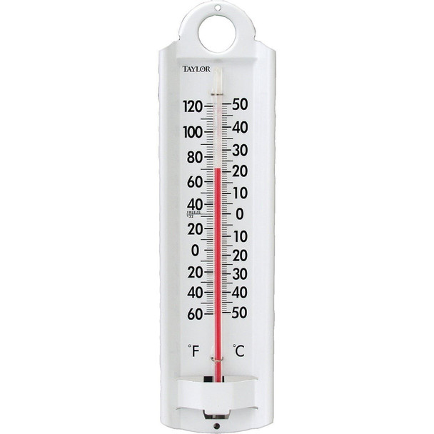 5135N Taylor 2-1/4" W x 8-7/8" H Aluminum Tube Indoor & Outdoor Thermometer