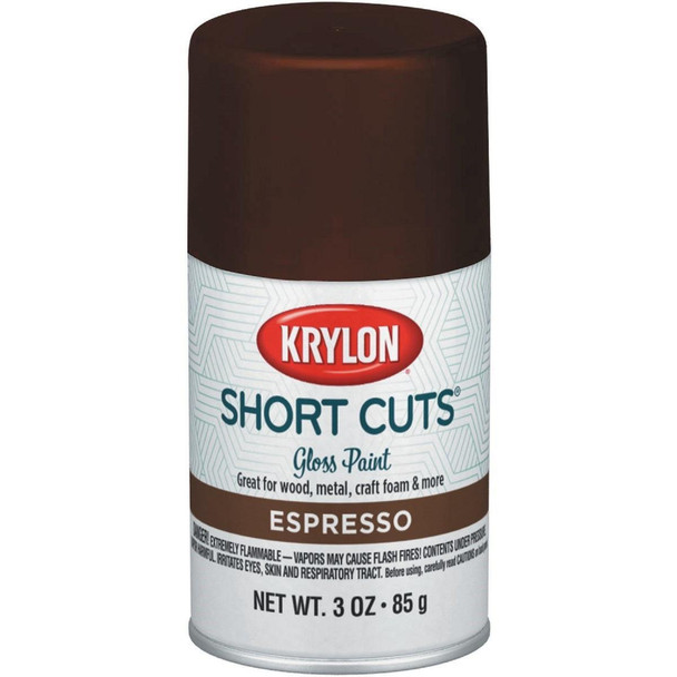 SCS-035 Krylon Short Cuts 3 Oz. High-Gloss Enamel Spray Paint, Espresso