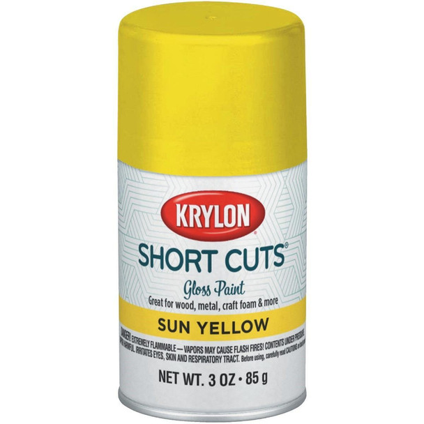 SCS-036 Krylon Short Cuts 3 Oz. High-Gloss Enamel Spray Paint, Sun Yellow