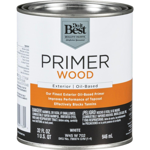 W45W00702-44 White Oil-Based Wood Exterior Primer, 1 Qt.