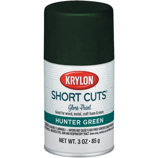 SCS-047 Krylon Short Cuts 3 Oz. High-Gloss Enamel Spray Paint, Hunter Green