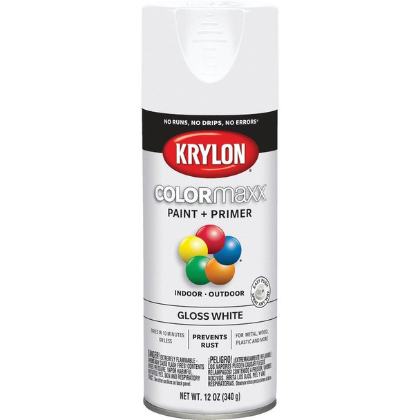 K05545007 Krylon ColorMaxx 12 Oz. Gloss Spray Paint, White