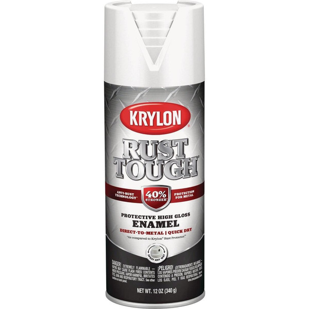 K09200008 Krylon Rust Tough 12 Oz. Gloss Alkyd Enamel Spray Paint, White