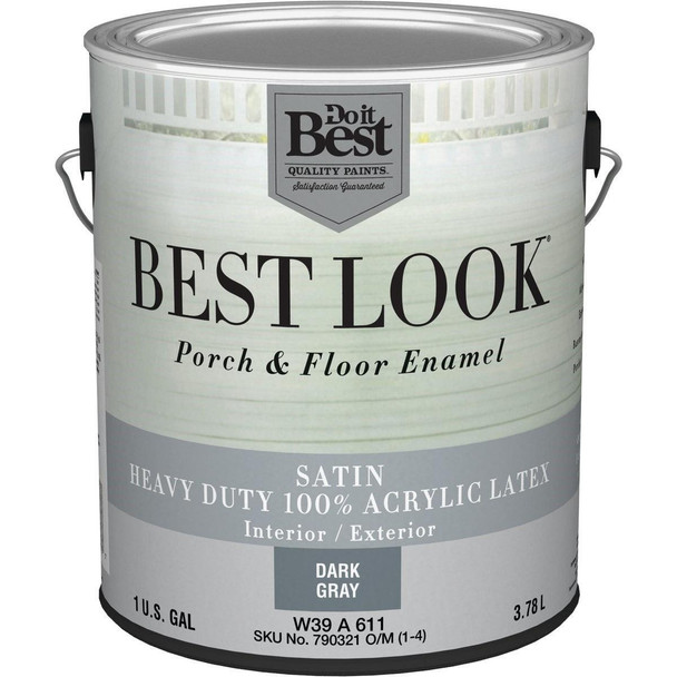 W39A00611-16 Best Look 1 Gal. Dark Gray Heavy-Duty Acrylic Latex Satin Porch & Floor Enamel