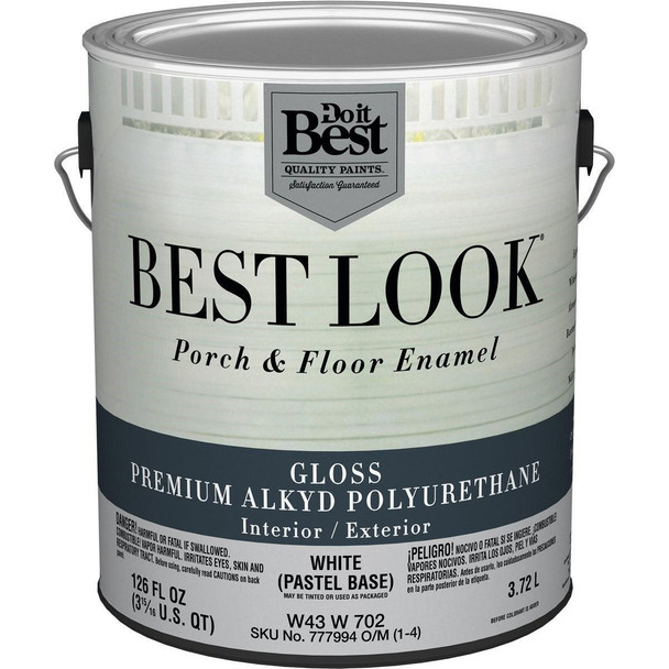 W43W00702-16 Best Look 1 Gal. White Pastel Base Polyurethane Gloss Porch & Floor Enamel