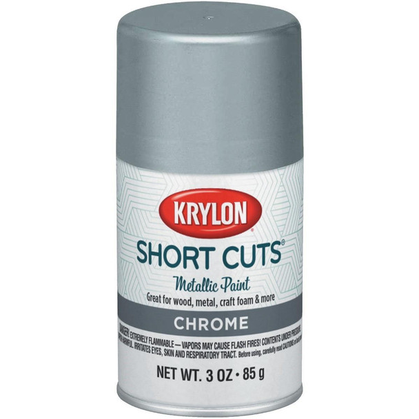 SCS-032 Krylon Short Cuts 3 Oz. High-Gloss Enamel Spray Paint, Chrome