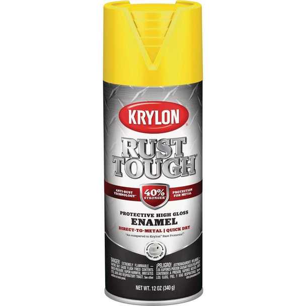 K09211008 Krylon Rust Tough 12 Oz. Gloss Alkyd Enamel Spray Paint, Yellow