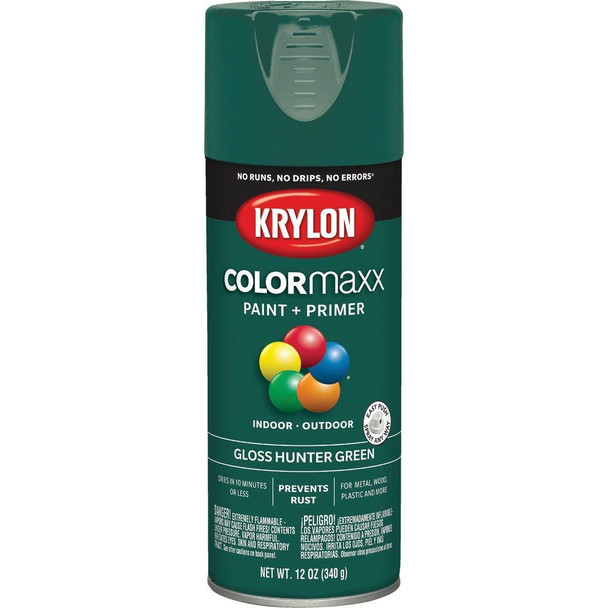 K05523007 Krylon ColorMaxx 12 Oz. Gloss Spray Paint, Hunter Green