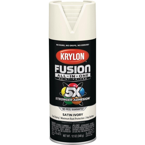 K02739007 Krylon Fusion All-In-One Satin Spray Paint & Primer, Ivory