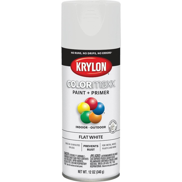 K05548007 Krylon ColorMaxx 12 Oz. Flat Spray Paint, White