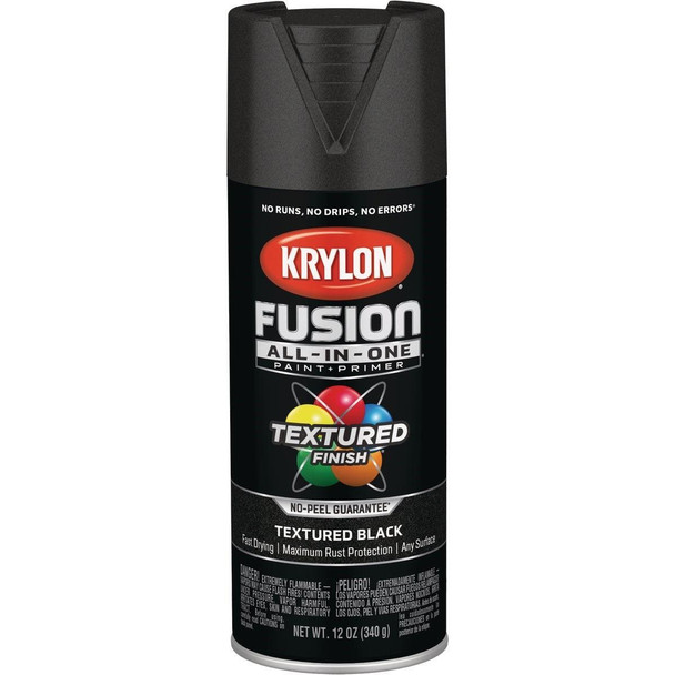 K02776007 Krylon Fusion All-In-One Textured Spray Paint & Primer, Black
