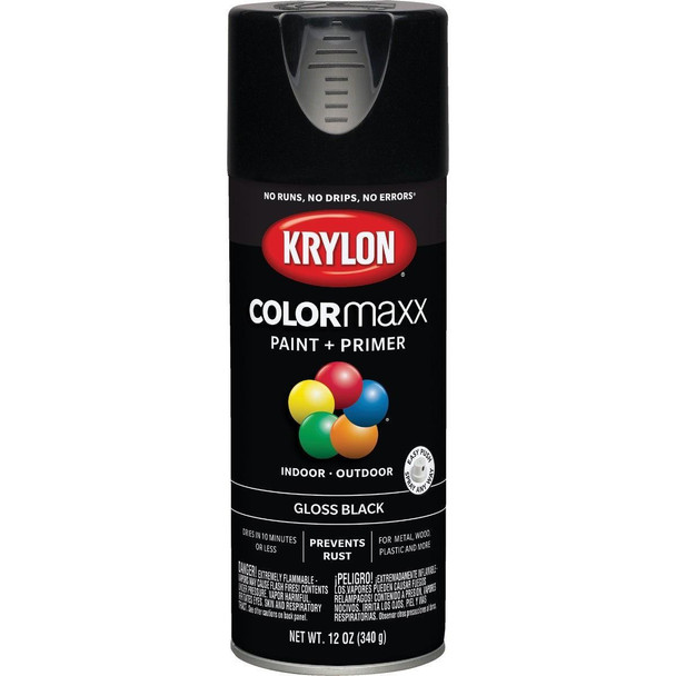 K05505007 Krylon ColorMaxx12 Oz. Gloss Spray Paint, Black