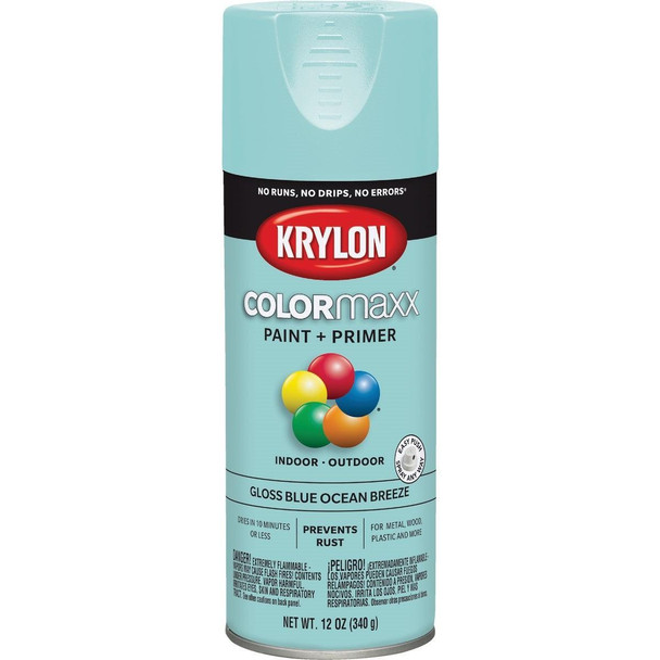 K05506007 Krylon ColorMaxx 12 Oz. Gloss Spray Paint, Blue Ocean Breeze