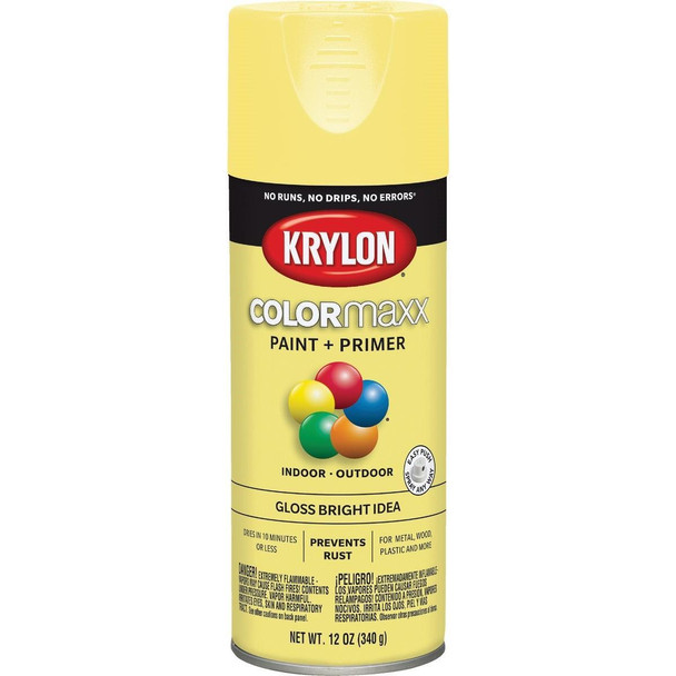 K05507007 Krylon ColorMaxx 12 Oz. Gloss Spray Paint, Bright Idea