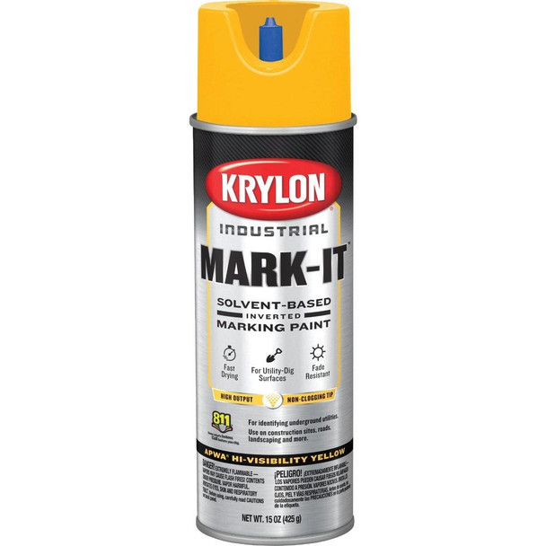 730508 Krylon Mark-It 730508 Industrial SB APWA Hi Visibility Yellow Inverted Marking Paint