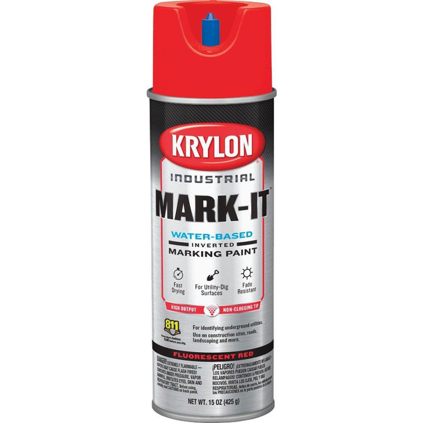731308 Krylon Mark-It 731308 Industrial WB APWA Brilliant Red Inverted Marking Paint