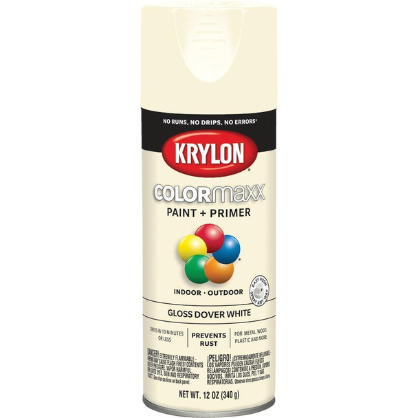 K05516007 Krylon ColorMaxx 12 Oz. Gloss Spray Paint, Dover White