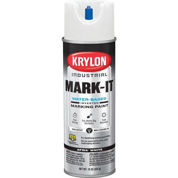 731608 Krylon Mark-It 731608 Industrial WB APWA Brilliant White Inverted Marking Paint