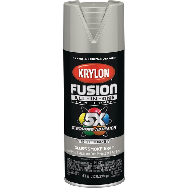 K02723007 Krylon Fusion All-In-One Gloss Spray Paint & Primer, Smoke Gray