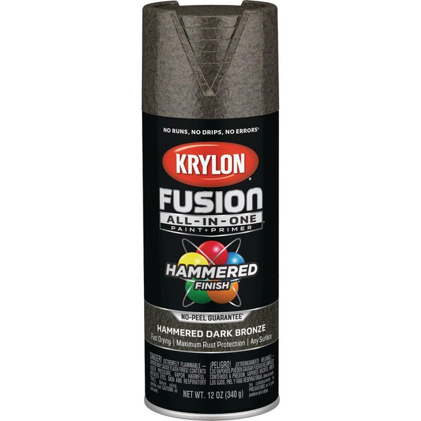 K02787007 Krylon Fusion All-In-One Hammered Spray Paint & Primer, Dark Bronze